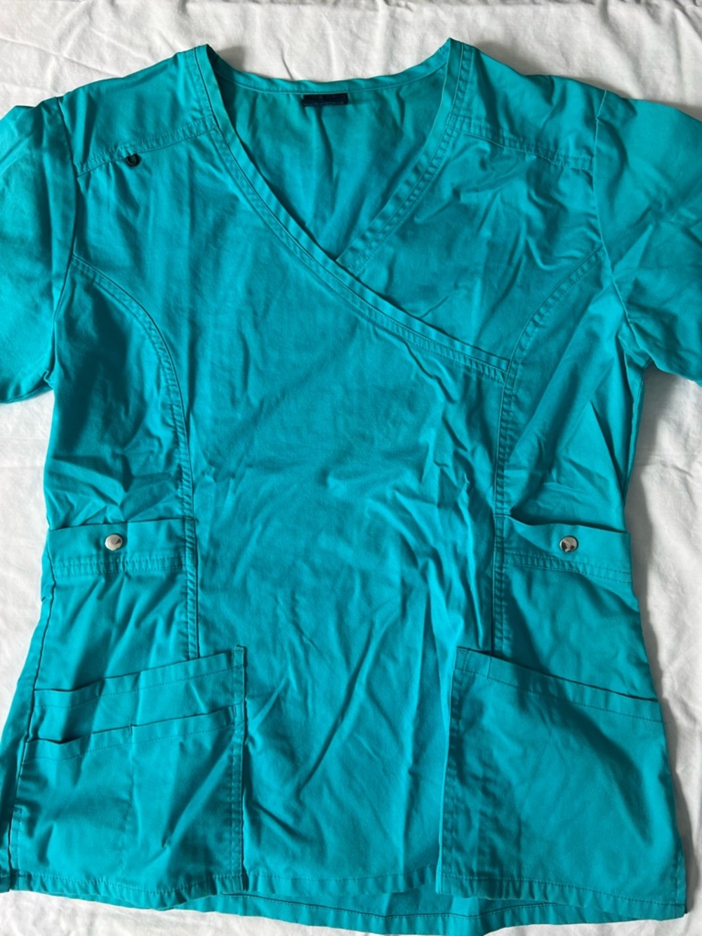 Women's Teal V-Neck Utility Scrub Top